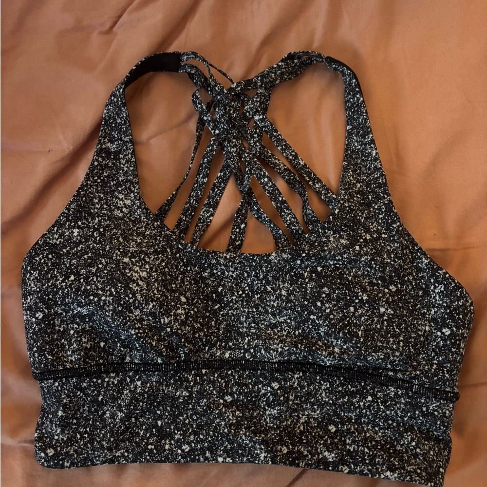 Lululemon Women's Black and White Strappy Sports Bra